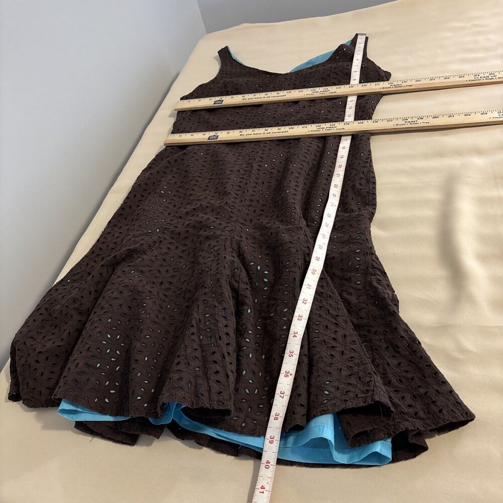 Gabriella Skye New York Dress Womens Size 12 Brown Eyelet Sleeveless Lined - Picture 10 of 10